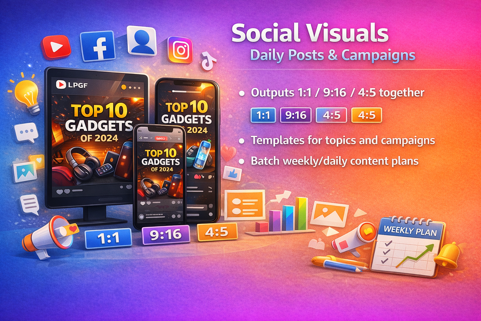 Social visuals generation